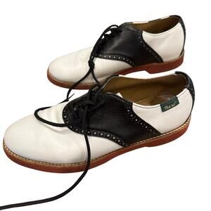 GH Bass Saddle Shoes Men 10.5 M Black & White Oxford Leather Classic Vintage